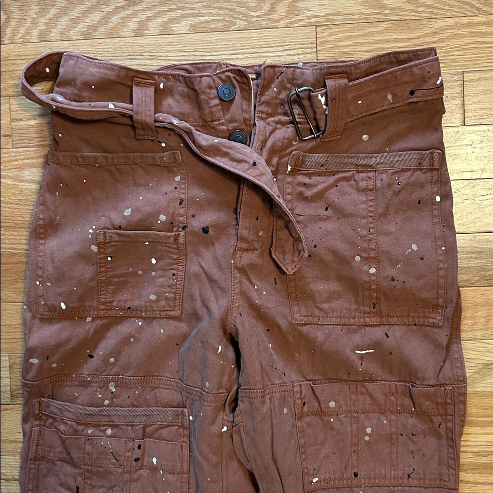 Free People Painter Pants. Cargo style. Size 2. Copper color (pretty penny) - Picture 3 of 8